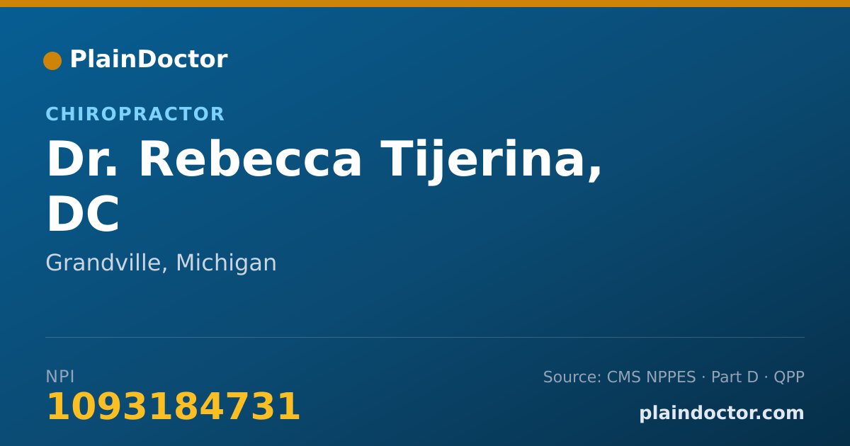 Shareable card for Rebecca Tijerina, DC - Chiropractor, Grandville, MI