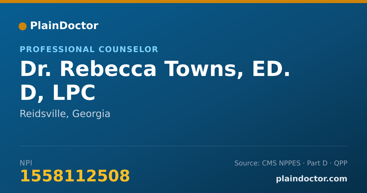 Shareable card for Rebecca Towns, ED. D, LPC - Professional Counselor, Reidsville, GA