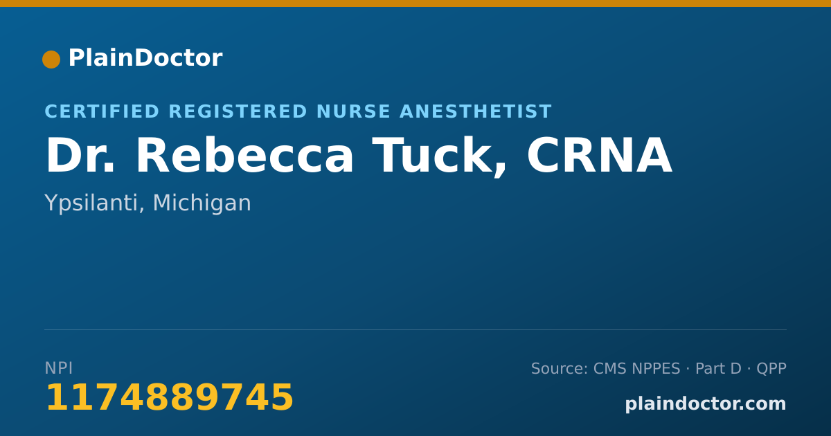 Shareable card for Rebecca Tuck, CRNA - Certified Registered Nurse Anesthetist, Ypsilanti, MI