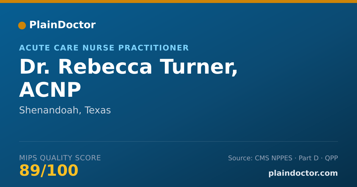 Shareable card for Rebecca Turner, ACNP - Acute Care Nurse Practitioner, Shenandoah, TX