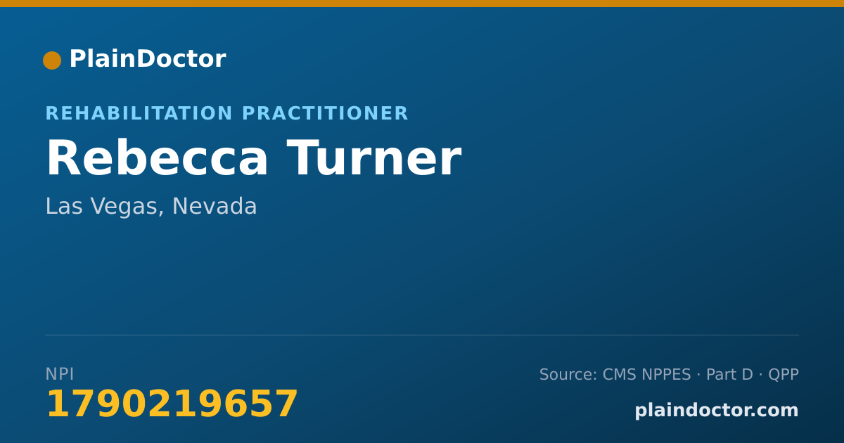 Shareable card for Rebecca Turner - Rehabilitation Practitioner, Las Vegas, NV