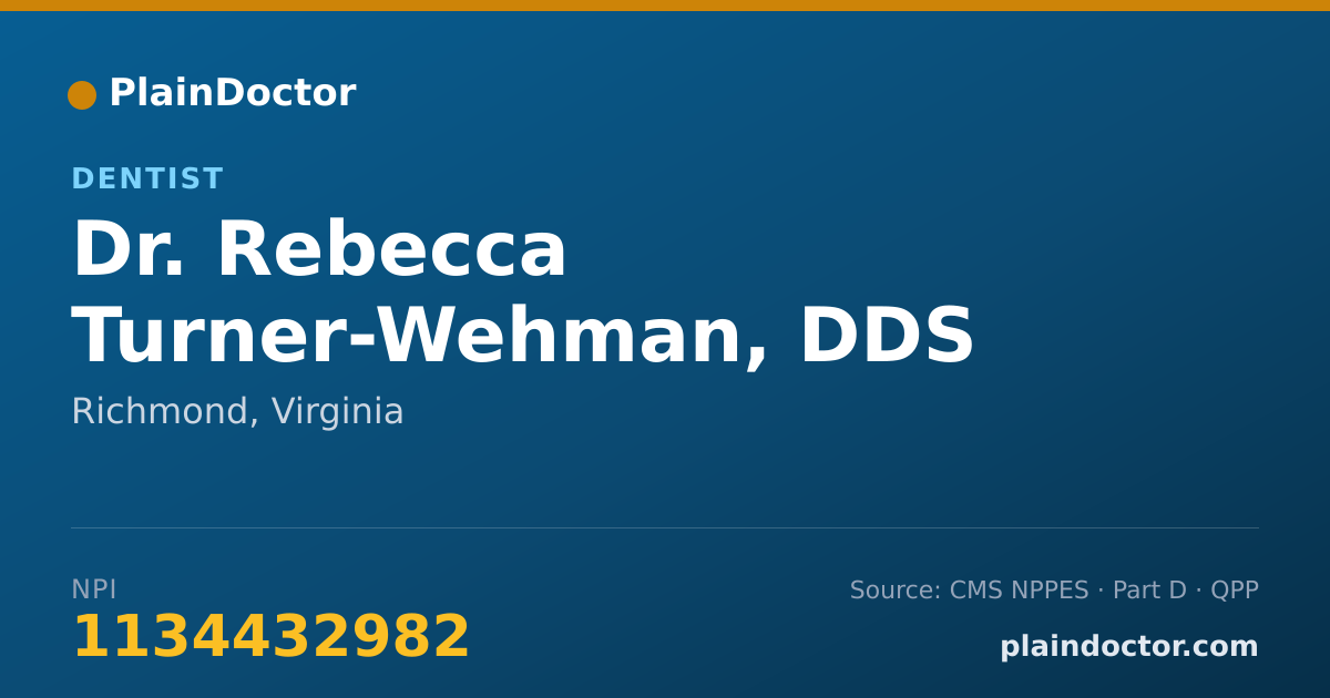 Shareable card for Rebecca Turner-Wehman, DDS - Dentist, Richmond, VA