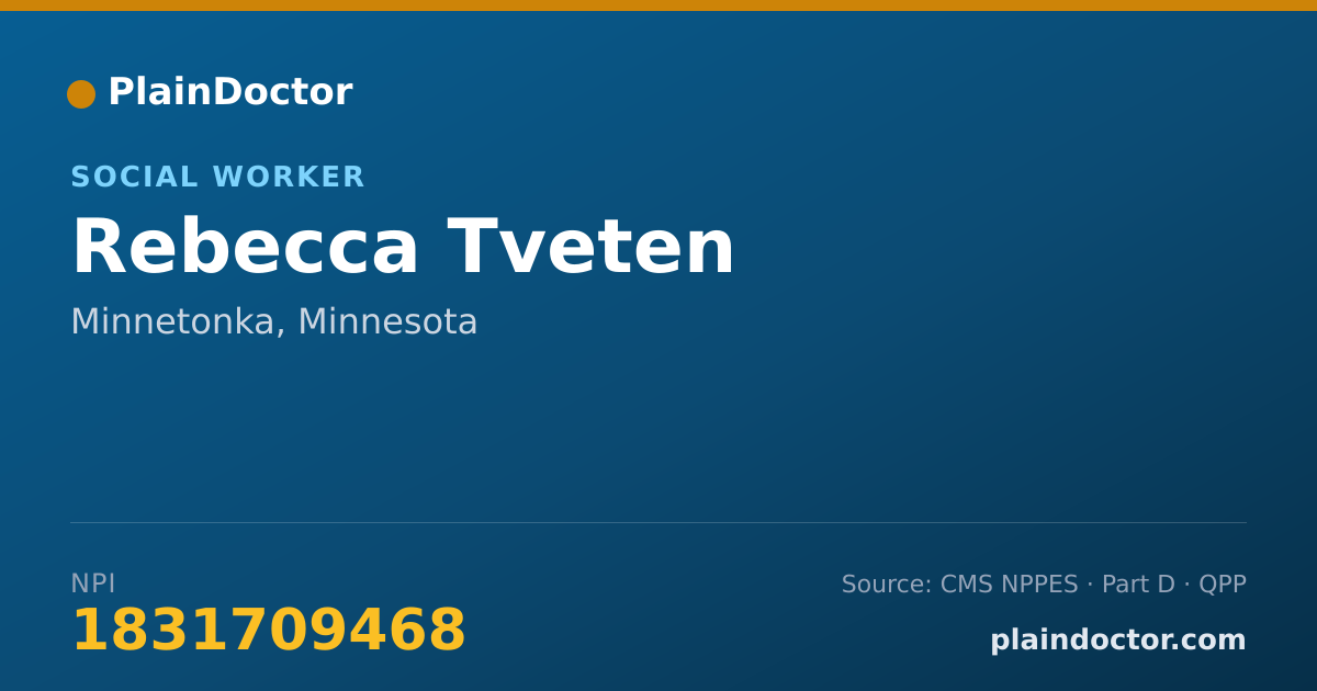 Shareable card for Rebecca Tveten - Social Worker, Minnetonka, MN