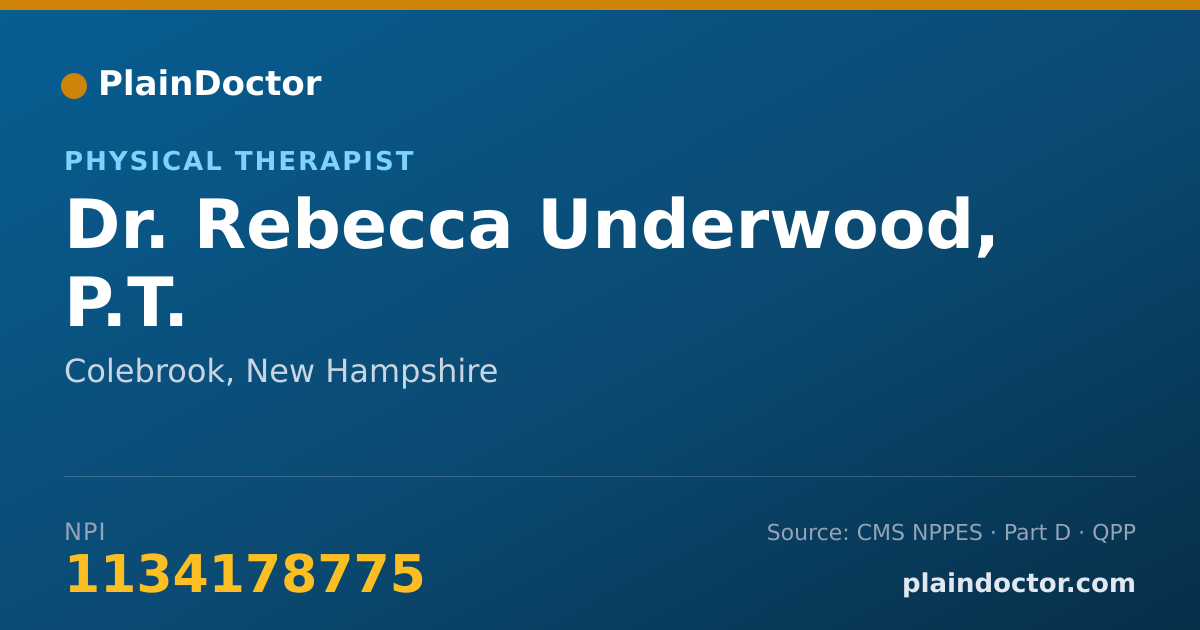 Shareable card for Rebecca Underwood, P.T. - Physical Therapist, Colebrook, NH