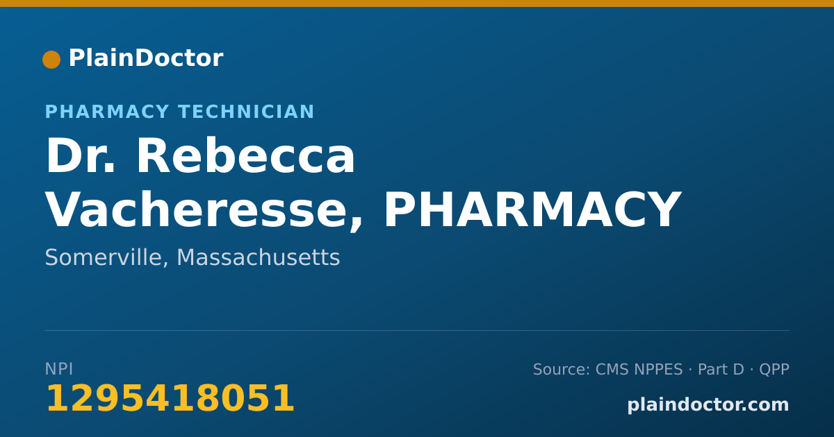 Shareable card for Rebecca Vacheresse, PHARMACY TECHNICIAN - Pharmacy Technician, Somerville, MA