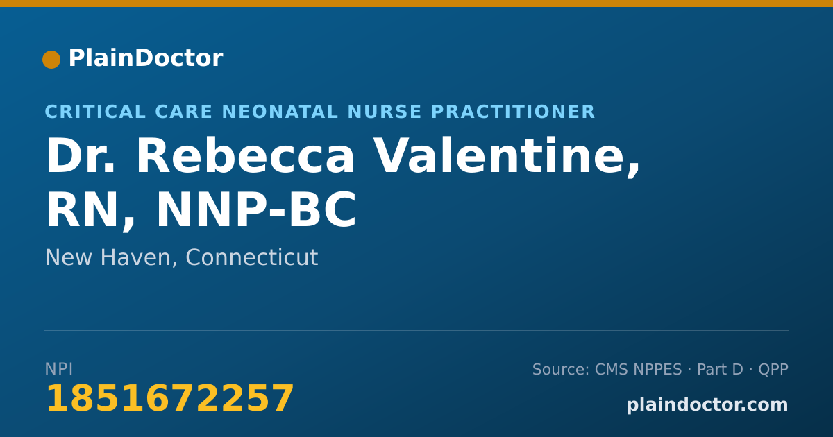 Shareable card for Rebecca Valentine, RN, NNP-BC - Critical Care Neonatal Nurse Practitioner, New Haven, CT