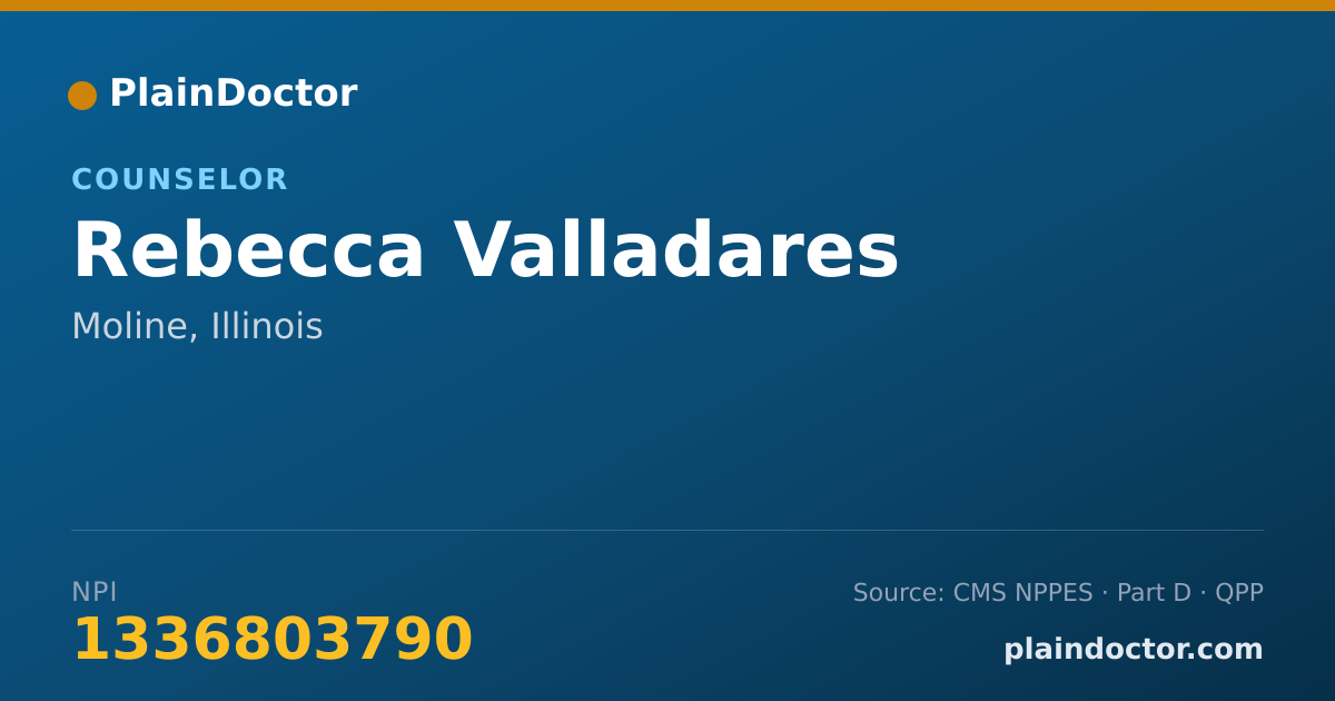 Shareable card for Rebecca Valladares - Counselor, Moline, IL