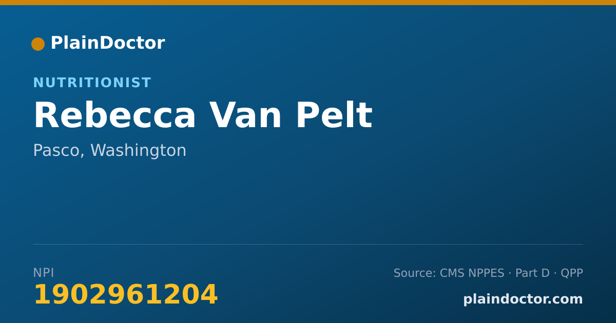 Shareable card for Rebecca Van Pelt - Nutritionist, Pasco, WA
