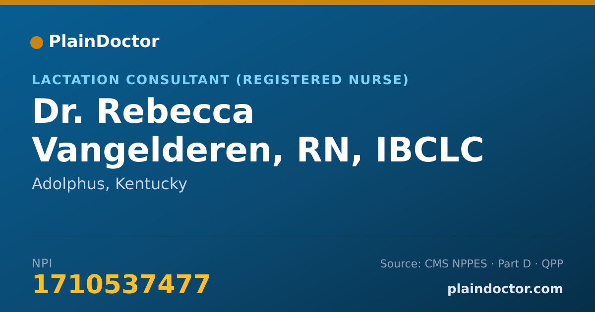 Shareable card for Rebecca Vangelderen, RN, IBCLC - Lactation Consultant (Registered Nurse), Adolphus, KY