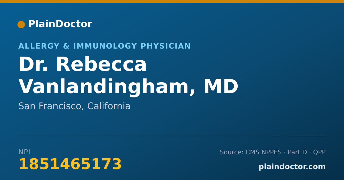 Shareable card for Rebecca Vanlandingham, MD - Allergy & Immunology Physician, San Francisco, CA