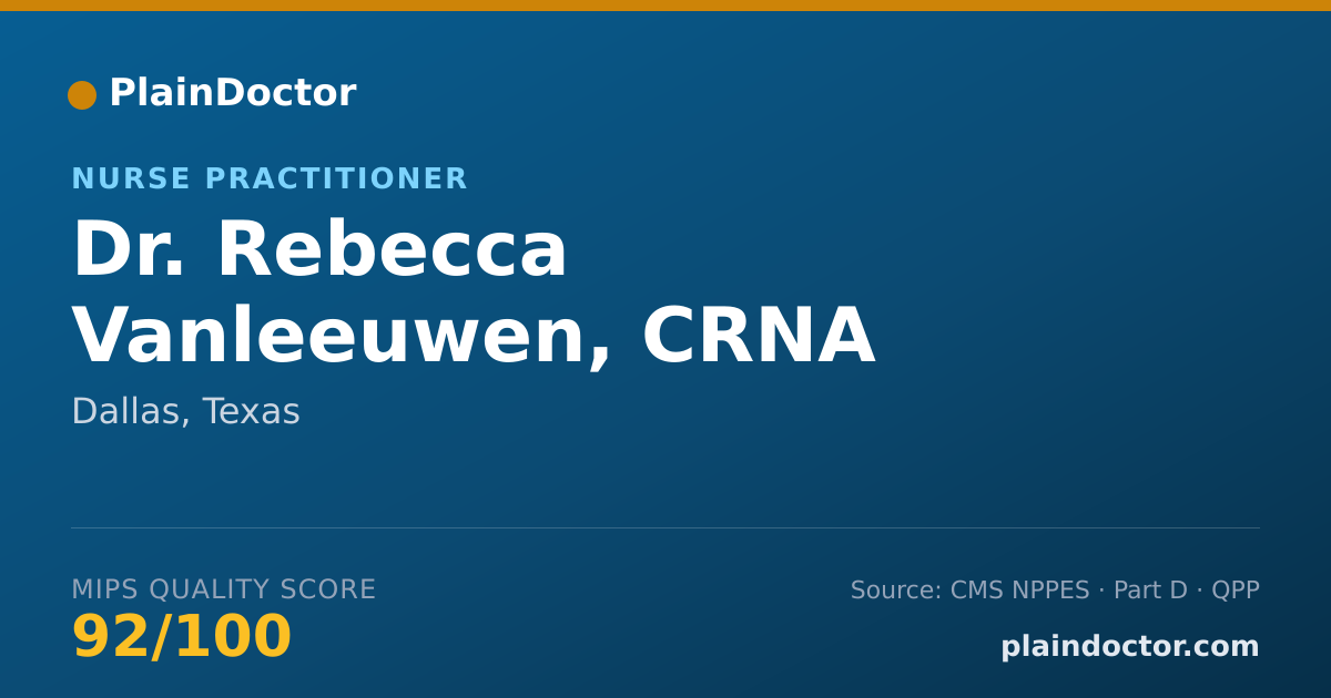 Shareable card for Rebecca Vanleeuwen, CRNA - Nurse Practitioner, Dallas, TX