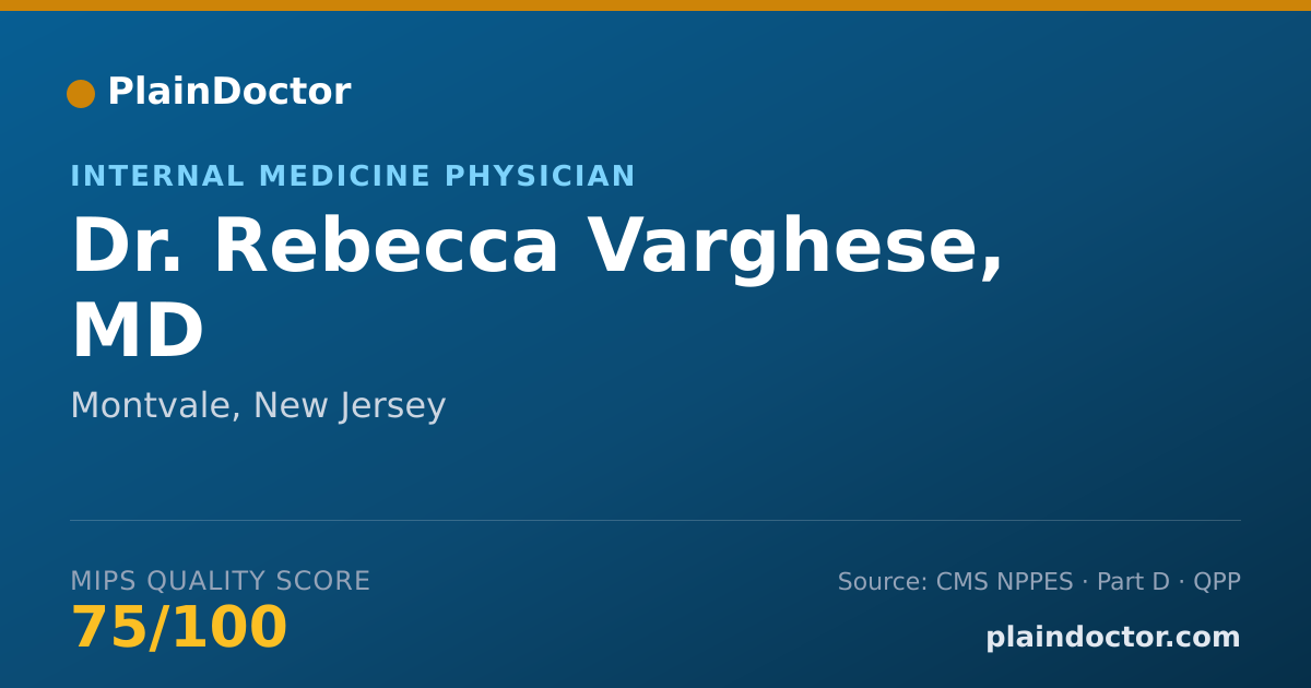 Shareable card for Rebecca Varghese, MD - Internal Medicine Physician, Montvale, NJ
