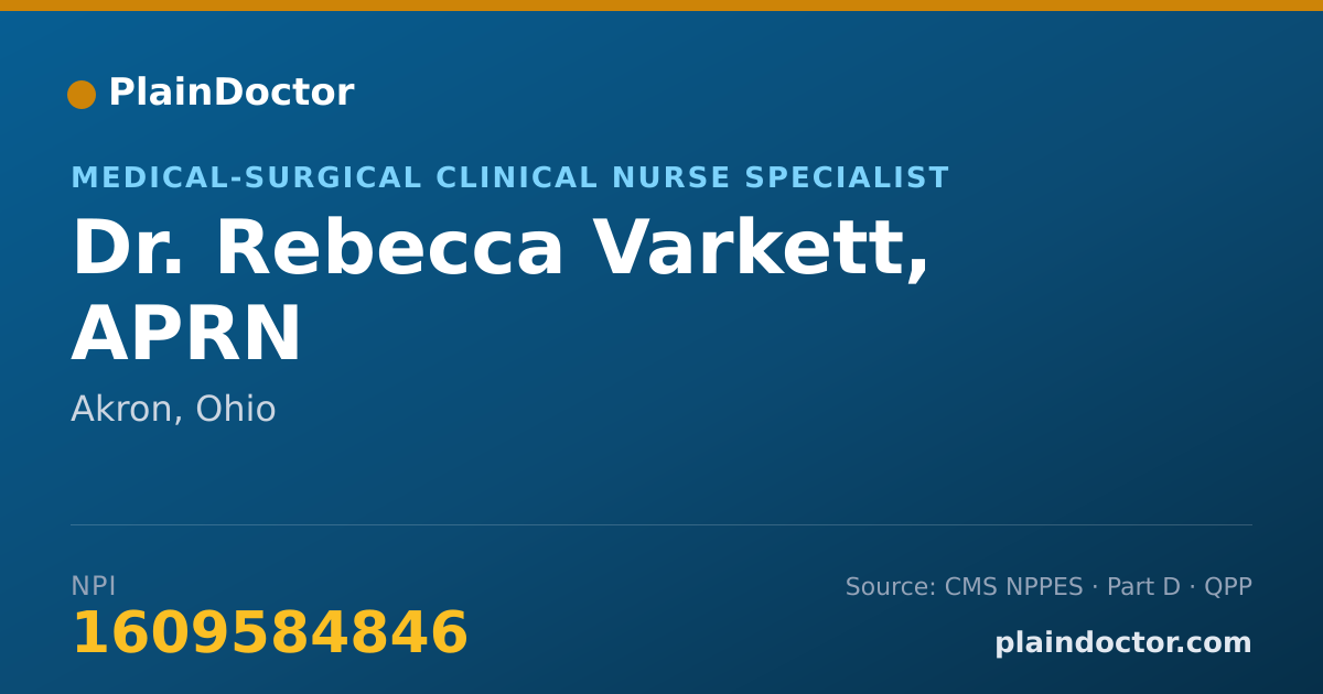 Shareable card for Rebecca Varkett, APRN - Medical-Surgical Clinical Nurse Specialist, Akron, OH