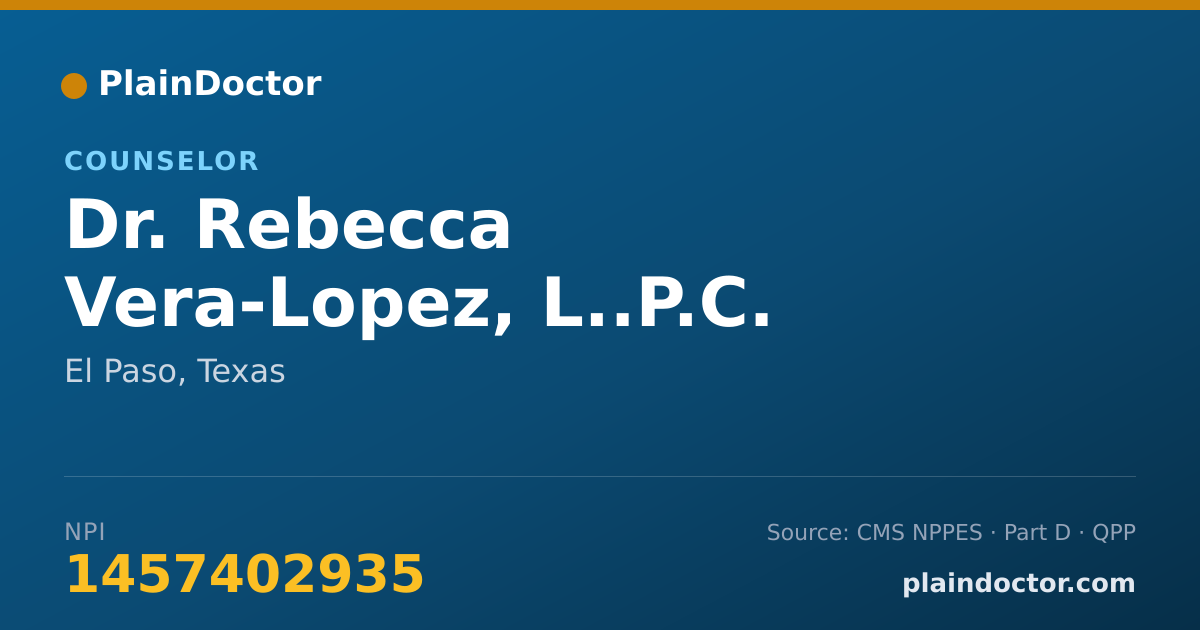 Shareable card for Rebecca Vera-Lopez, L..P.C. - Counselor, El Paso, TX