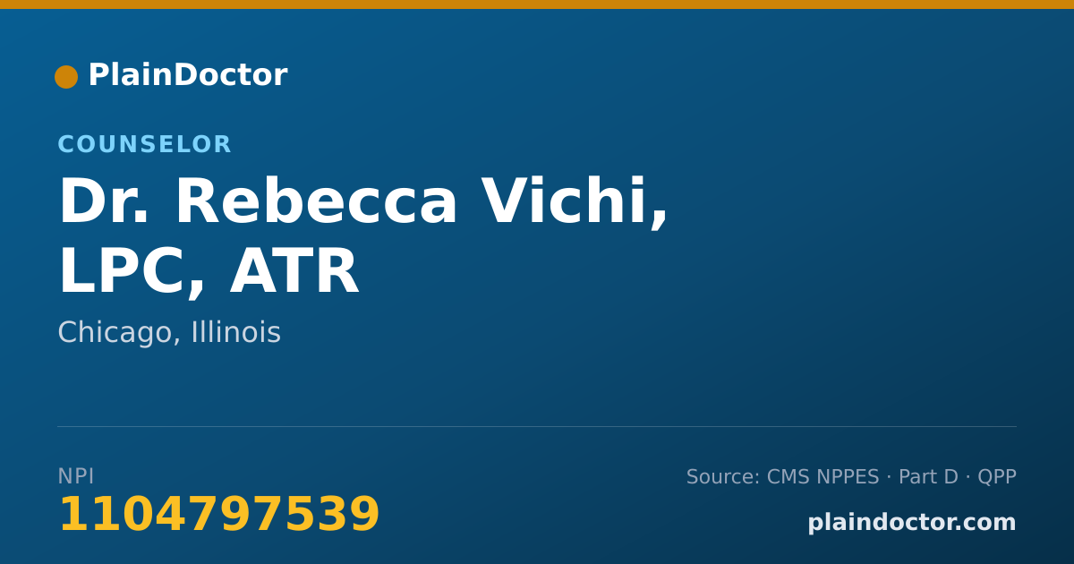 Shareable card for Rebecca Vichi, LPC, ATR - Counselor, Chicago, IL