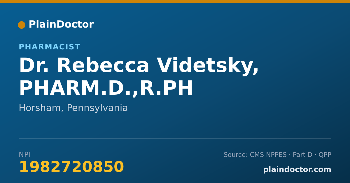 Shareable card for Rebecca Videtsky, PHARM.D.,R.PH - Pharmacist, Horsham, PA