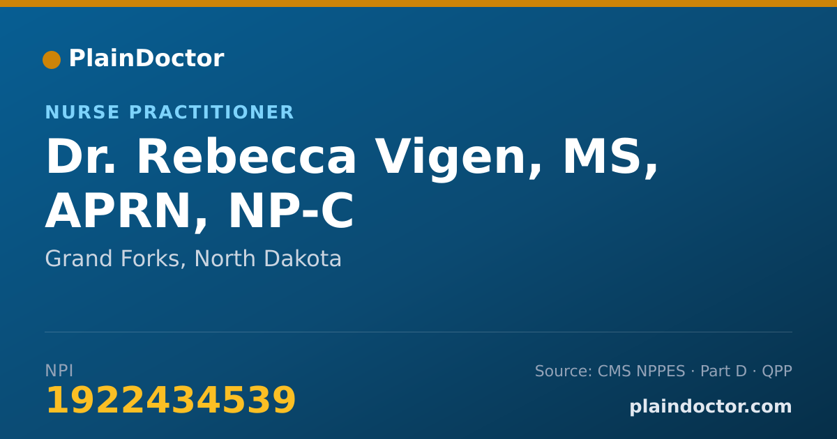 Shareable card for Rebecca Vigen, MS, APRN, NP-C - Nurse Practitioner, Grand Forks, ND