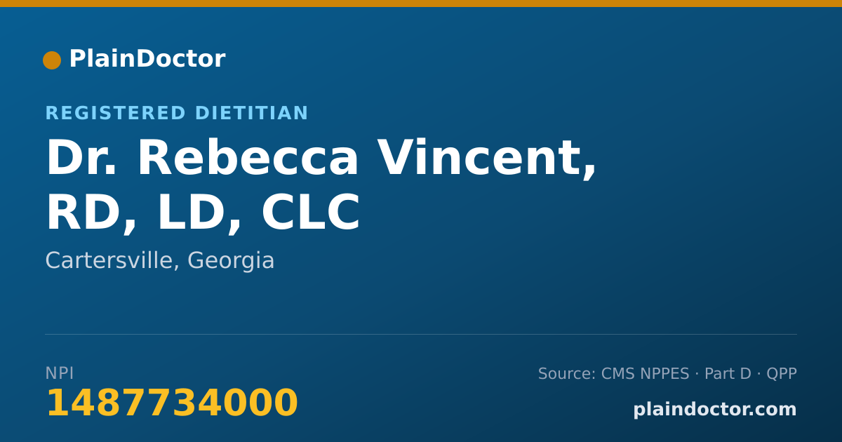 Shareable card for Rebecca Vincent, RD, LD, CLC - Registered Dietitian, Cartersville, GA