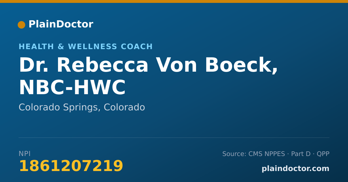 Shareable card for Rebecca Von Boeck, NBC-HWC - Health & Wellness Coach, Colorado Springs, CO