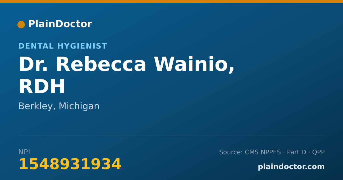 Shareable card for Rebecca Wainio, RDH - Dental Hygienist, Berkley, MI