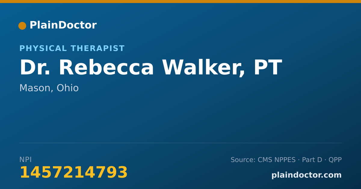 Shareable card for Rebecca Walker, PT - Physical Therapist, Mason, OH