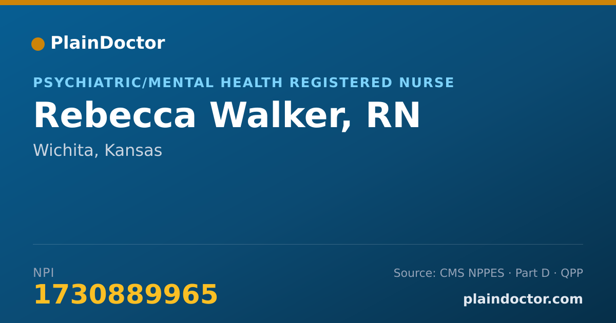 Shareable card for Rebecca Walker, RN - Psychiatric/Mental Health Registered Nurse, Wichita, KS