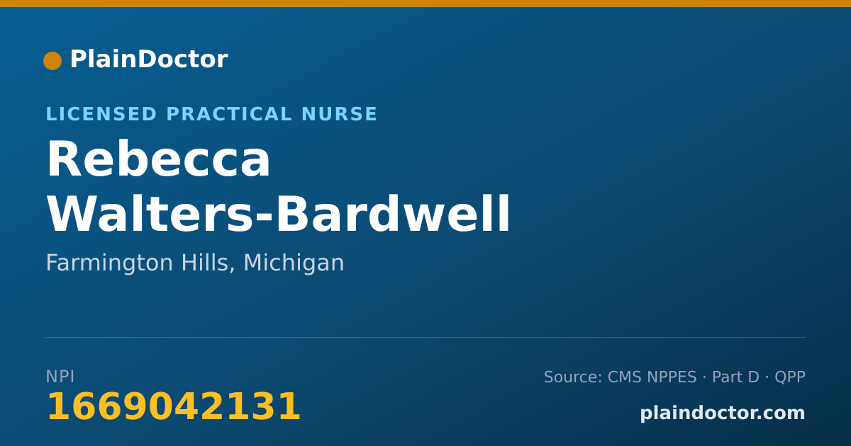 Shareable card for Rebecca Walters-Bardwell - Licensed Practical Nurse, Farmington Hills, MI