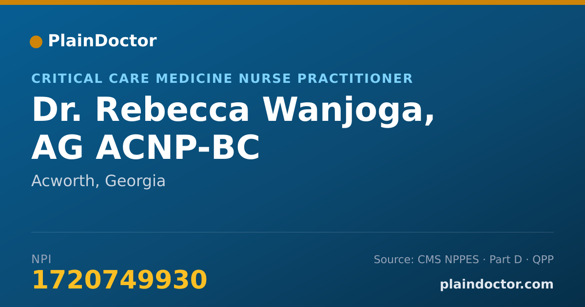 Shareable card for Rebecca Wanjoga, AG ACNP-BC - Critical Care Medicine Nurse Practitioner, Acworth, GA