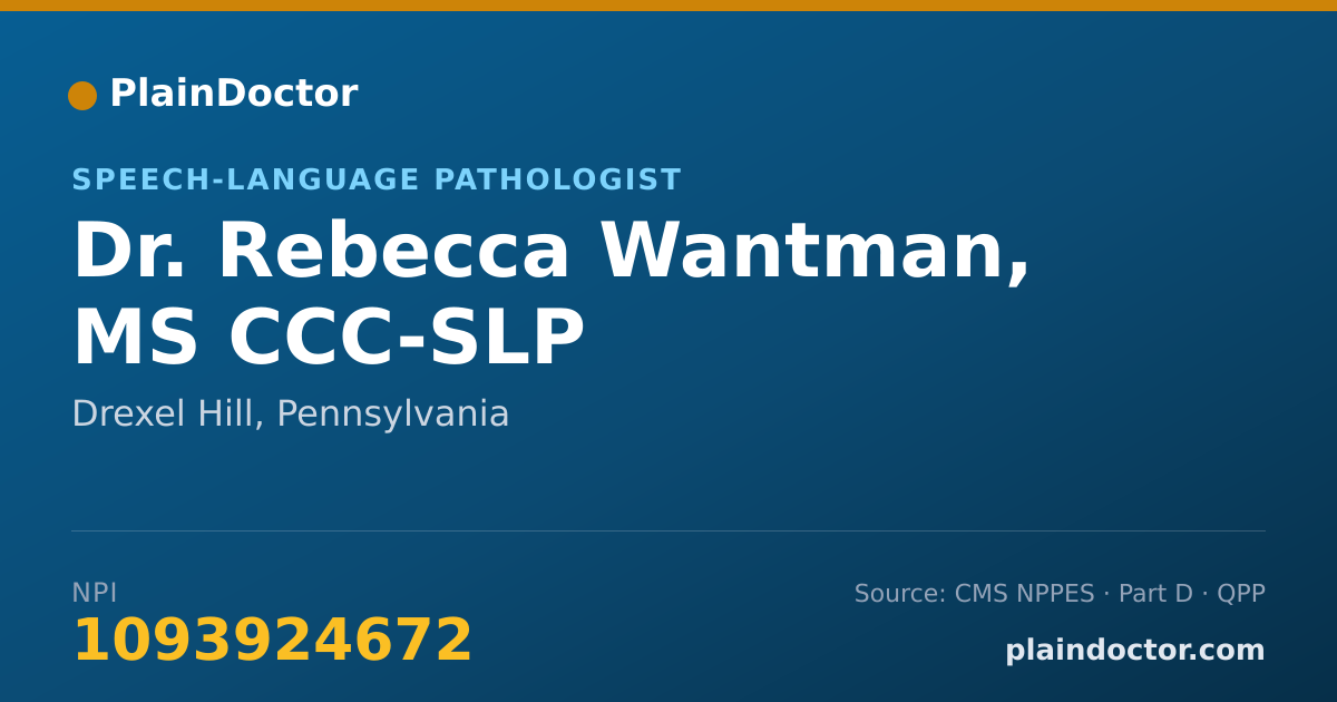 Shareable card for Rebecca Wantman, MS CCC-SLP - Speech-Language Pathologist, Drexel Hill, PA
