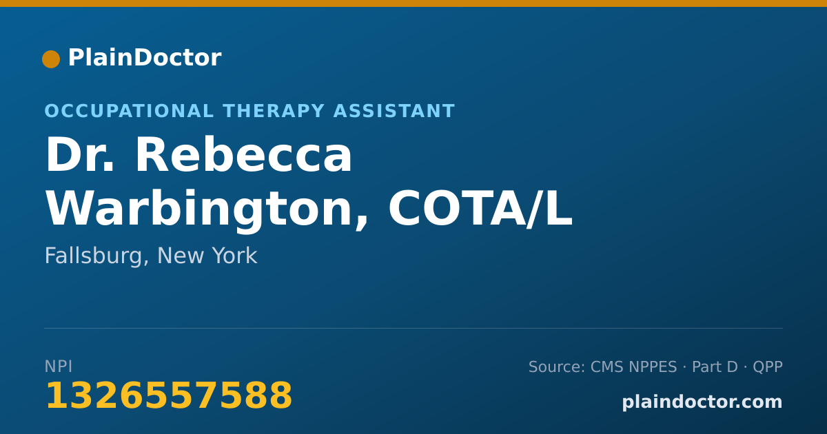 Shareable card for Rebecca Warbington, COTA/L - Occupational Therapy Assistant, Fallsburg, NY