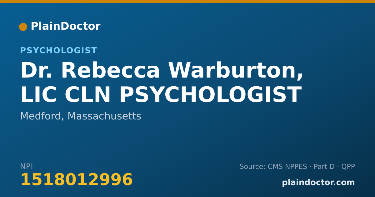 Shareable card for Rebecca Warburton, LIC CLN PSYCHOLOGIST - Psychologist, Medford, MA