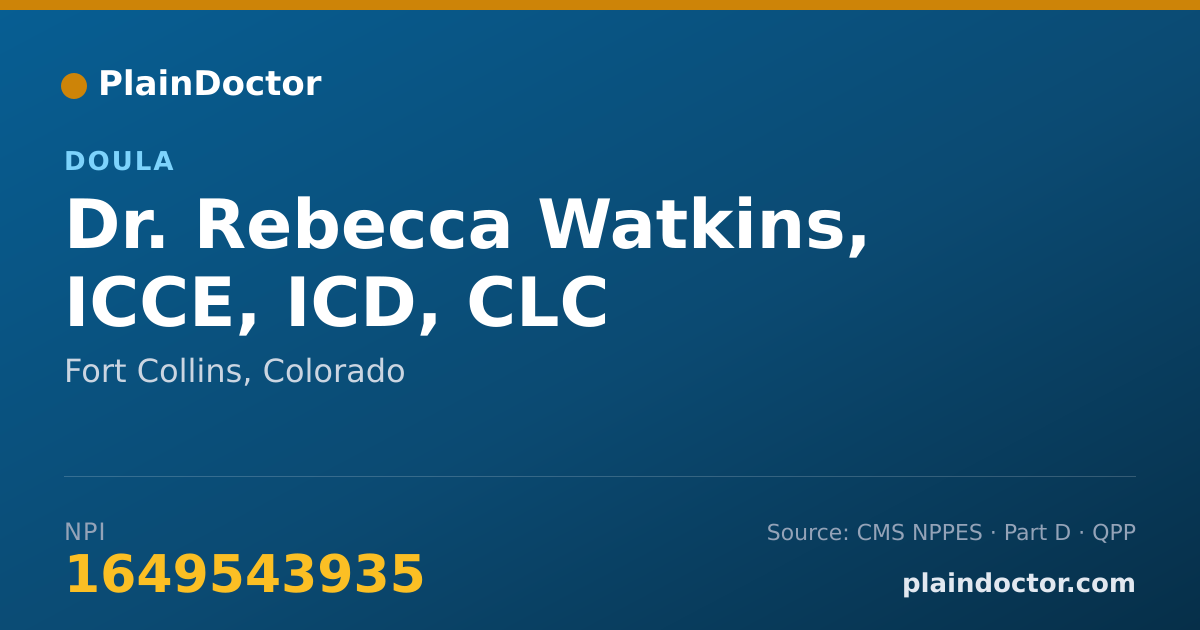 Shareable card for Rebecca Watkins, ICCE, ICD, CLC - Doula, Fort Collins, CO