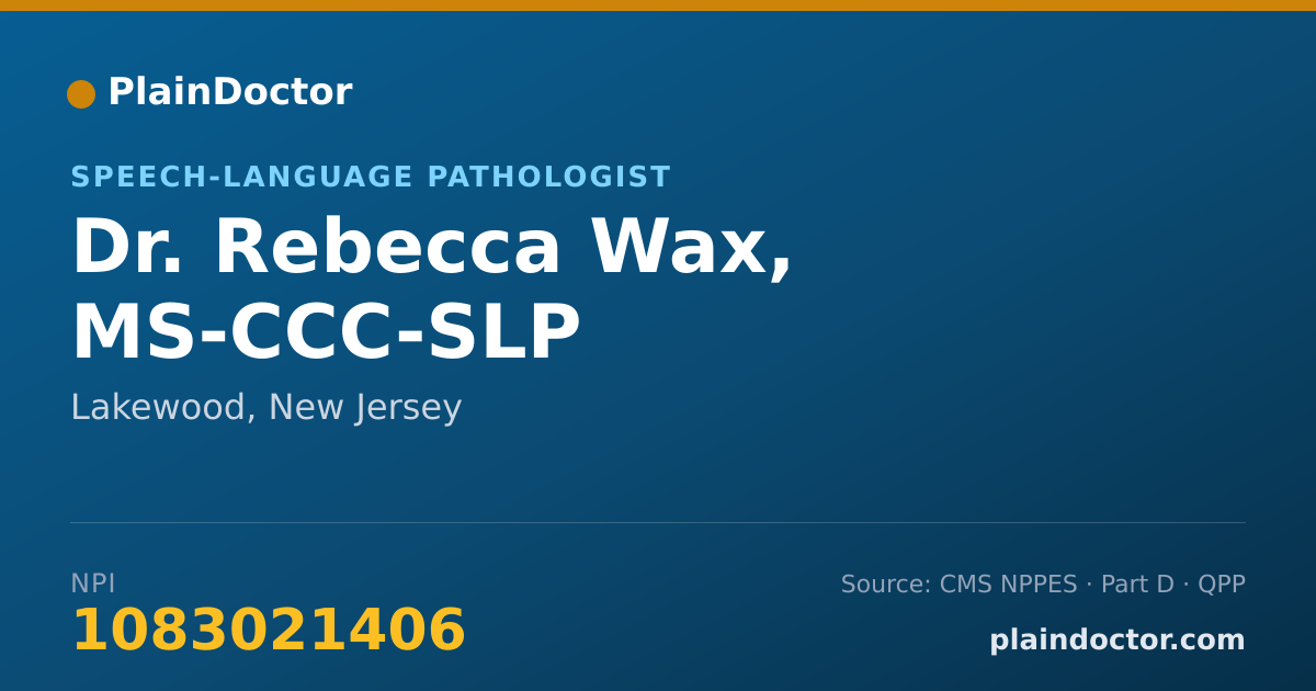 Shareable card for Rebecca Wax, MS-CCC-SLP - Speech-Language Pathologist, Lakewood, NJ