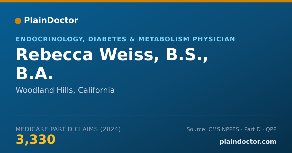 Shareable card for Rebecca Weiss, B.S.,  B.A. - Endocrinology, Diabetes & Metabolism Physician, Woodland Hills, CA
