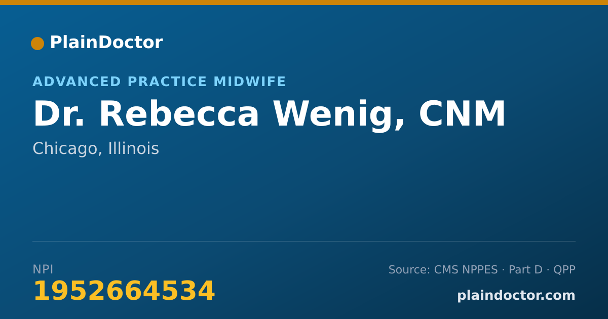 Shareable card for Rebecca Wenig, CNM - Advanced Practice Midwife, Chicago, IL
