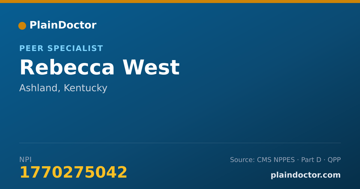 Shareable card for Rebecca West - Peer Specialist, Ashland, KY