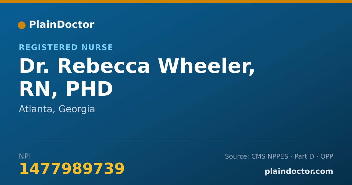 Shareable card for Rebecca Wheeler, RN, PHD - Registered Nurse, Atlanta, GA