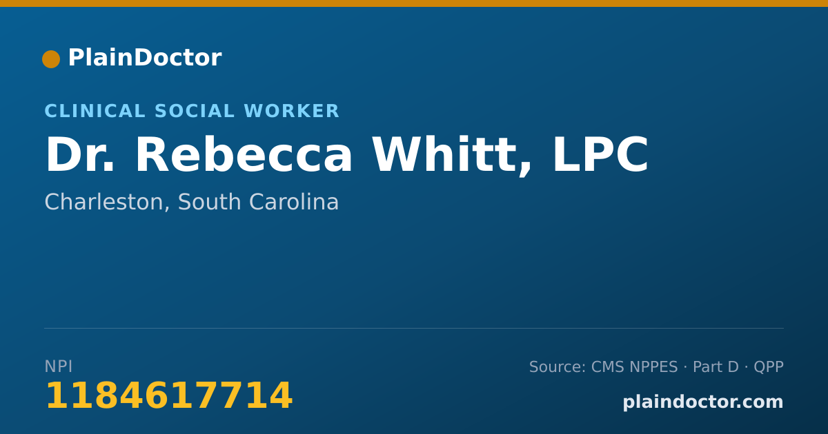 Shareable card for Rebecca Whitt, LPC - Clinical Social Worker, Charleston, SC