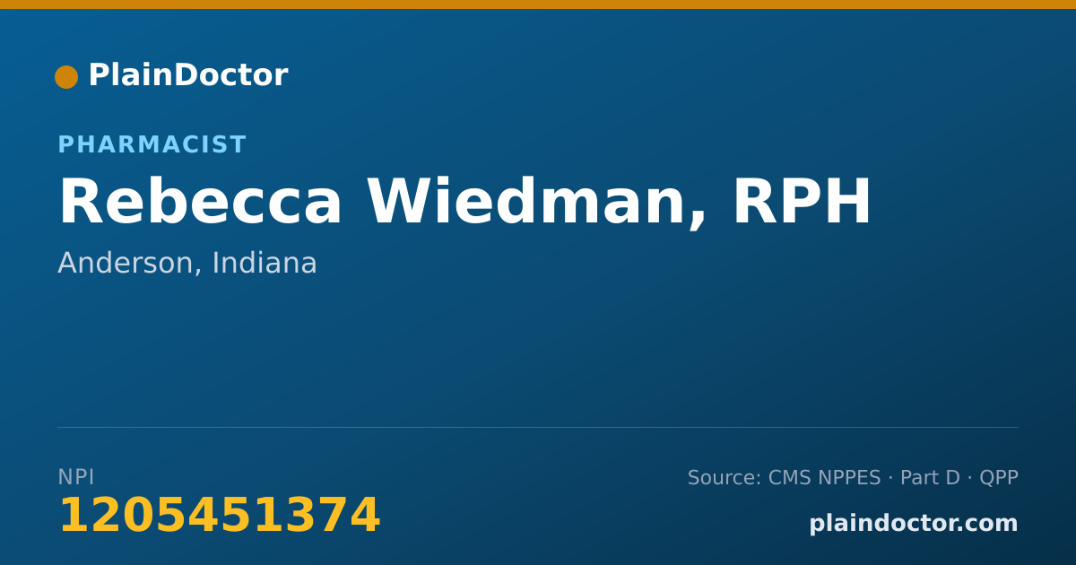 Shareable card for Rebecca Wiedman, RPH - Pharmacist, Anderson, IN