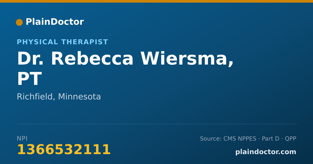 Shareable card for Rebecca Wiersma, PT - Physical Therapist, Richfield, MN