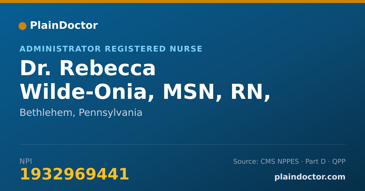 Shareable card for Rebecca Wilde-Onia, MSN, RN, CCRN, TCRN - Administrator Registered Nurse, Bethlehem, PA