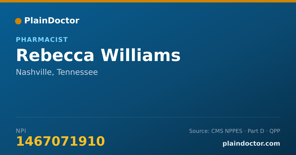 Shareable card for Rebecca Williams - Pharmacist, Nashville, TN