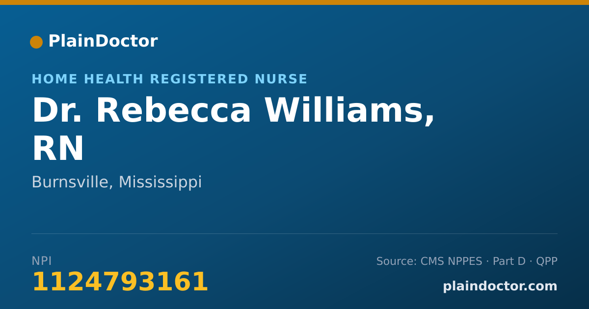 Shareable card for Rebecca Williams, RN - Home Health Registered Nurse, Burnsville, MS