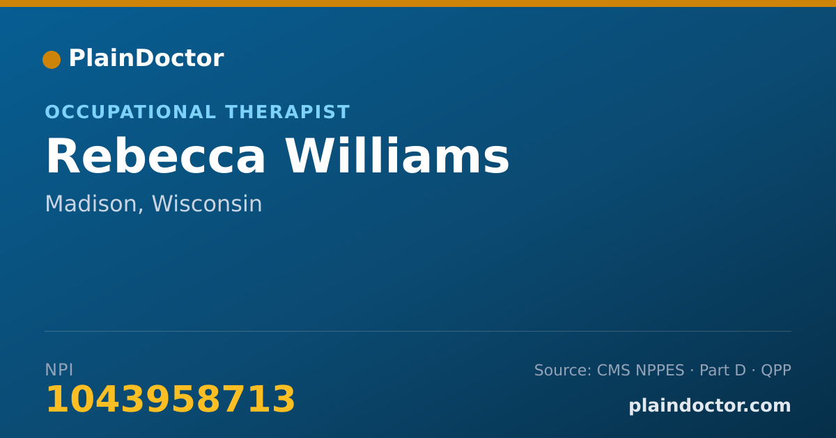 Shareable card for Rebecca Williams - Occupational Therapist, Madison, WI