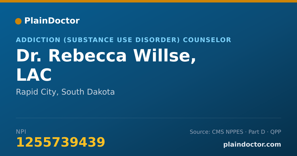 Shareable card for Rebecca Willse, LAC - Addiction (Substance Use Disorder) Counselor, Rapid City, SD