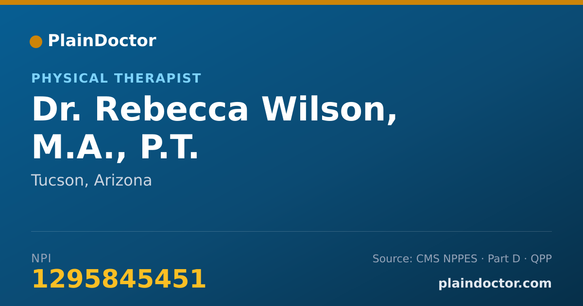 Shareable card for Rebecca Wilson, M.A., P.T. - Physical Therapist, Tucson, AZ
