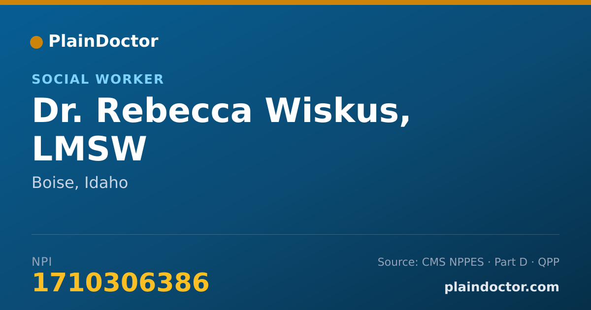 Shareable card for Rebecca Wiskus, LMSW - Social Worker, Boise, ID
