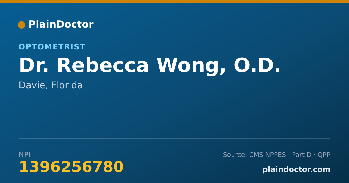 Shareable card for Rebecca Wong, O.D. - Optometrist, Davie, FL