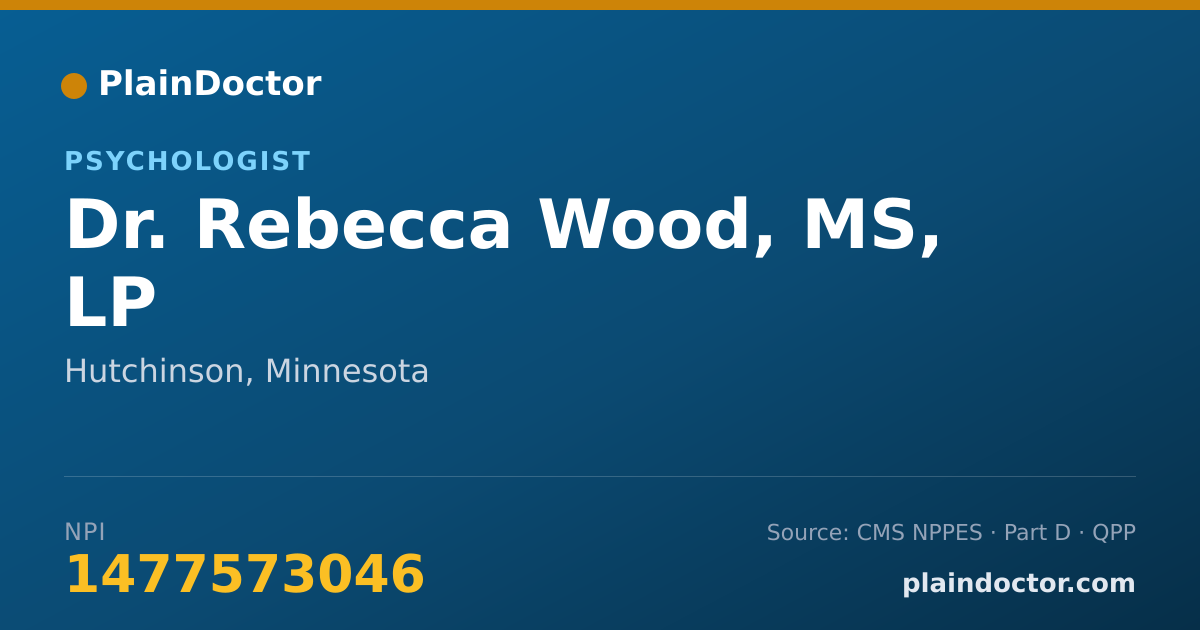 Shareable card for Rebecca Wood, MS, LP - Psychologist, Hutchinson, MN