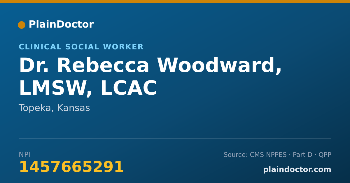 Shareable card for Rebecca Woodward, LMSW,  LCAC - Clinical Social Worker, Topeka, KS